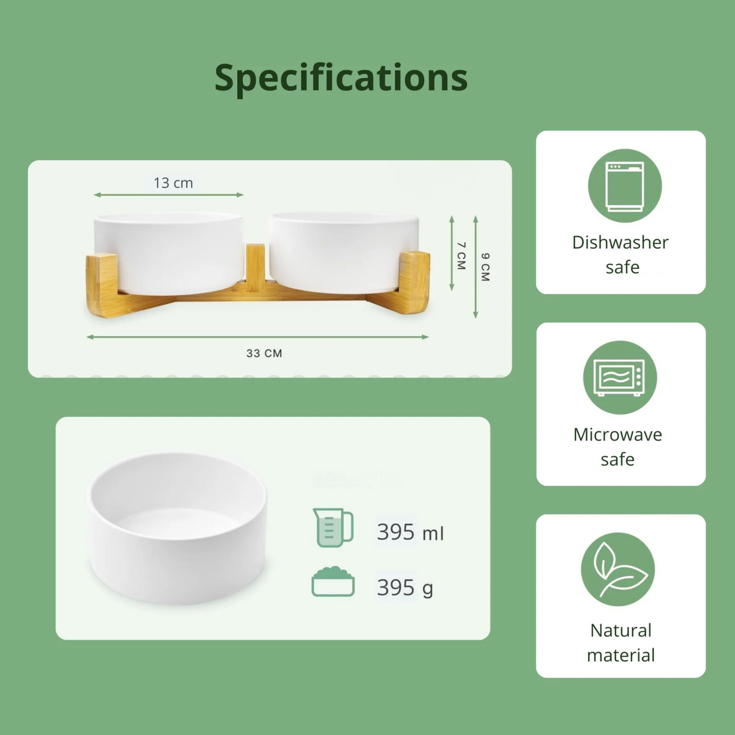 Ceramic Pet Feeding Bowl Set - 2 Pack